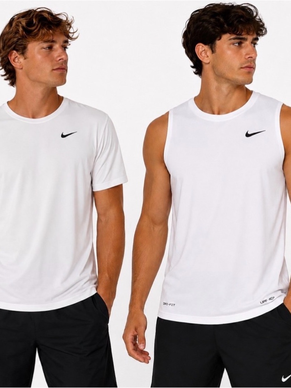 Nike White Men's Dri-FIT Short Sleeve & Sleeveless Athletic Tops